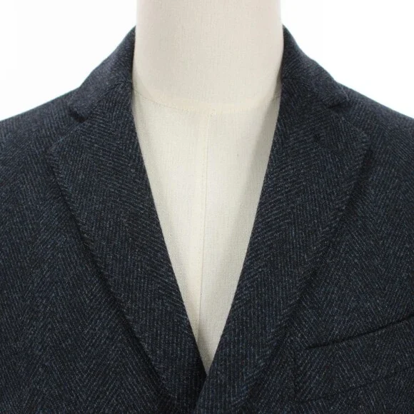 Cardinal of Canada NWT Top Coat Size 40R US Blue & Black Herringbone Wool/Cash